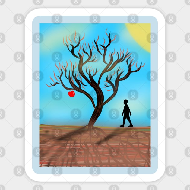 Apple Tree and Child Sticker by ArtsyPieces